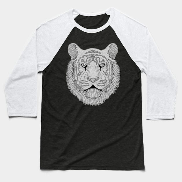 Tiger head Baseball T-Shirt by Nasitama